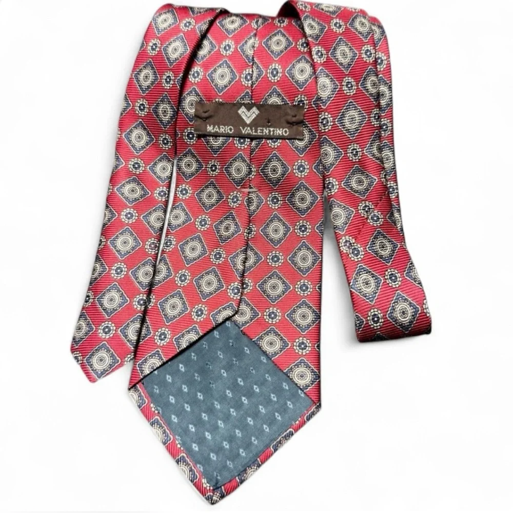 Mario Valentino Red and Gold Geometric Tie